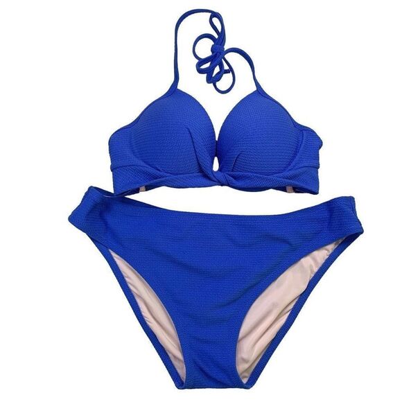 Shade & Shore Bikini Set Push Up Halter Top And Matching Bottoms - Picture 1 of 14
